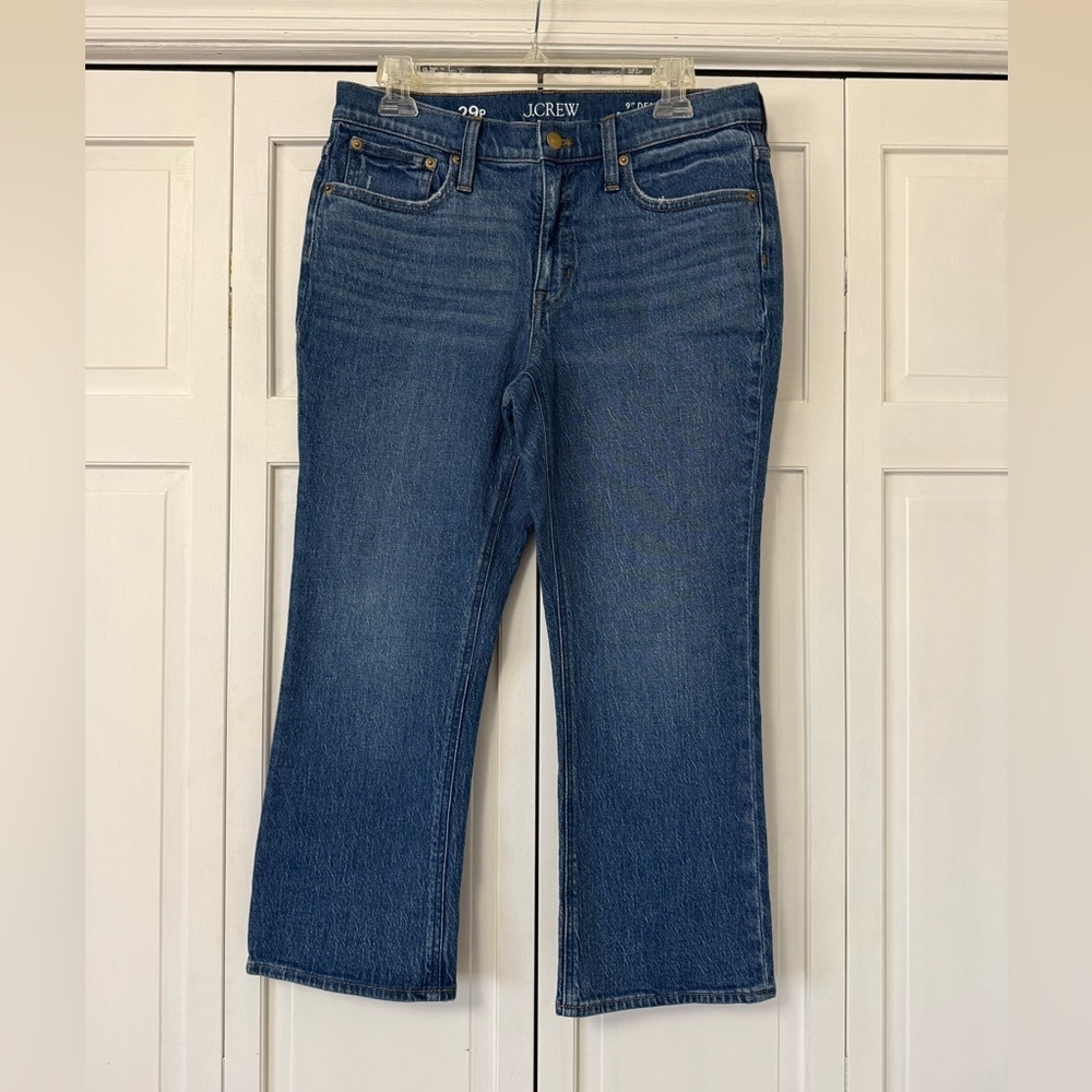 J. Crew Women's Blue Jean 9’’ Demi Boot Crop Size 29 Petite Cotton/Lyocell